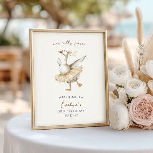 Silly Goose 3rd Birthday Watercolor Welcome Poster