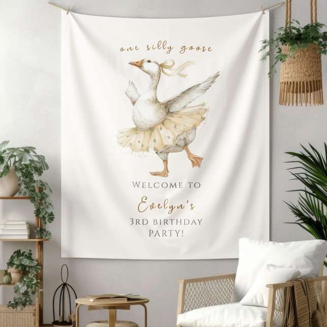 Silly Goose 3rd Birthday Watercolor Welcome Tapestry (Creator Uploaded)