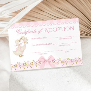 Silly Goose Adoption certificate Pink Gingham Invitation