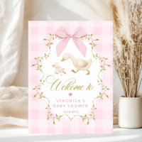 Silly Goose Baby Girl Shower Pink Gingham Welcome