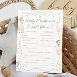 Silly Goose Baby Shower Baby Predictions Game Card