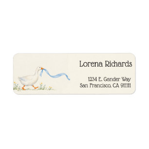 Silly Goose Baby Shower Blue Ribbon Return Address Label
