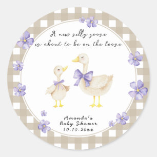 Silly Goose Baby Shower Classic Round Sticker