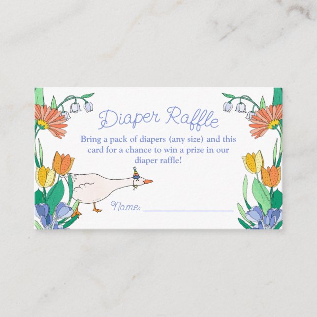 Silly Goose Baby Shower Diaper Raffle Enclosure Card (Front)