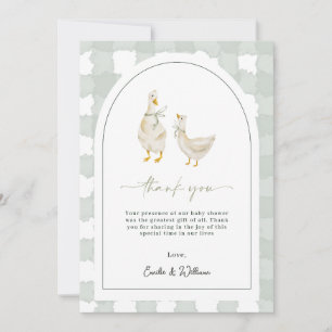Silly Goose Baby Shower Gender Neutral Gingham Thank You Card
