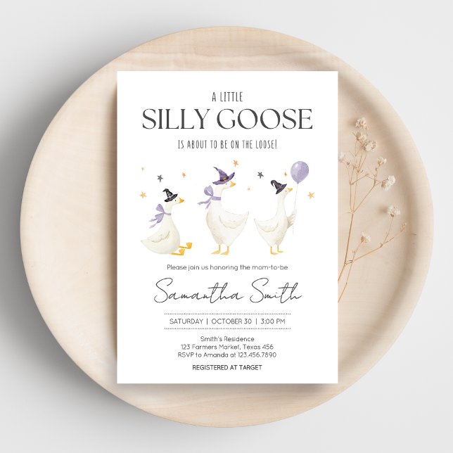 Silly Goose Baby Shower Invitation (Halloween Little Silly Goose Baby Shower invitation)