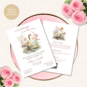 Silly Goose Baby Shower Invitation All in One QR