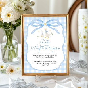Silly Goose Baby Shower Late Night Diapers Sign