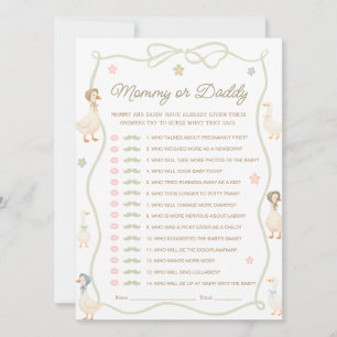 Silly Goose Baby Shower Mummy or Daddy Game Card