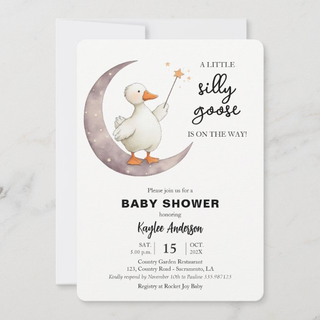 Silly Goose Baby shower pink girl Invitation (Front)