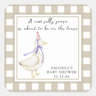 Silly Goose Baby Shower  Square Sticker
