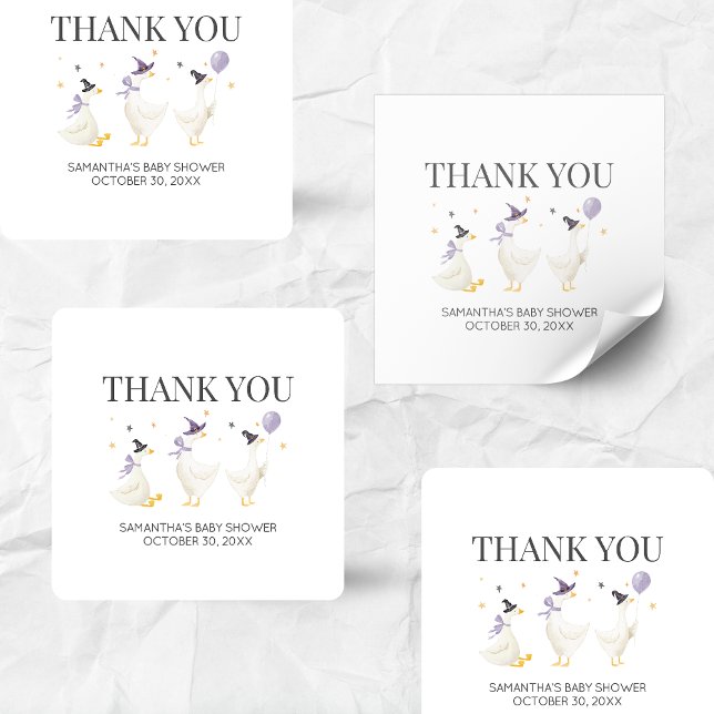 Silly Goose Baby Shower Square Sticker (Halloween Little Silly Goose Baby Shower Sticker)