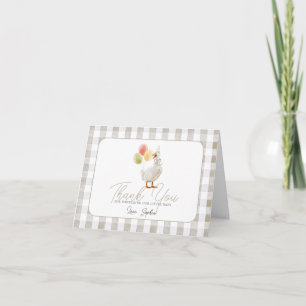 Silly Goose Beige Gingham Baby Shower Thank You Card