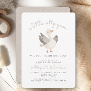 Silly Goose Beige Neutral Baby Shower Invitation