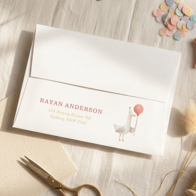Silly Goose Birthday Envelope Pink Return Address  (Creator Uploaded)