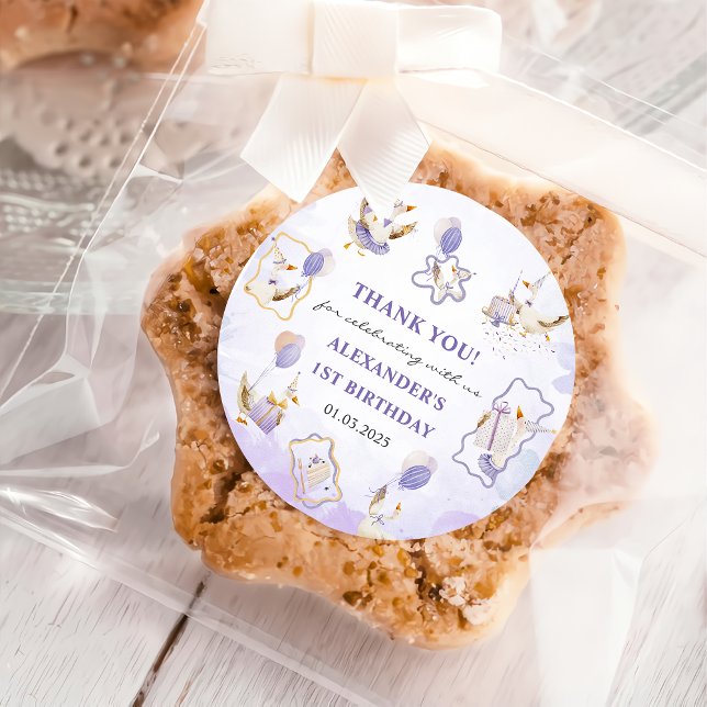 Silly Goose Birthday Party  Classic Round Sticker (Creator Uploaded)