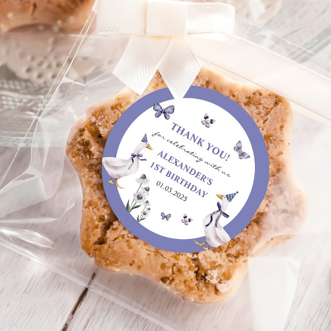 Silly Goose Birthday Party  Classic Round Sticker (Creator Uploaded)