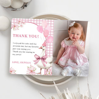 Silly Goose Birthday Party Photo Thank You Card