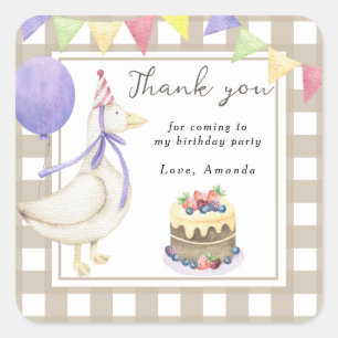 Silly Goose birthday party thank you Square Sticker