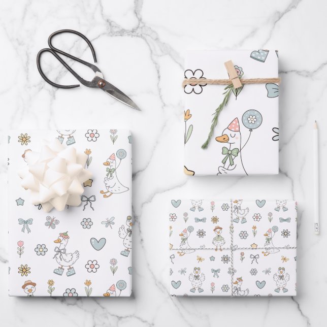 Silly Goose Birthday Wrapping Paper Sheet (Front)