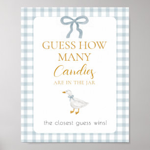 Silly Goose Blue Baby Shower Guess How Many Poster