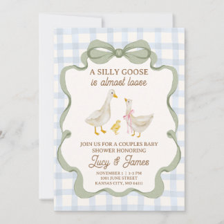 Silly Goose Blue Baby Shower Invitation