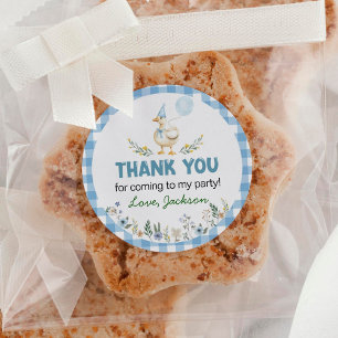 Silly Goose Blue Balloon Birthday Classic Round Sticker