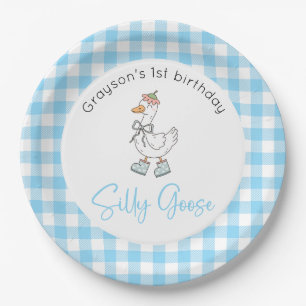 Silly Goose Blue Birthday Paper Plate