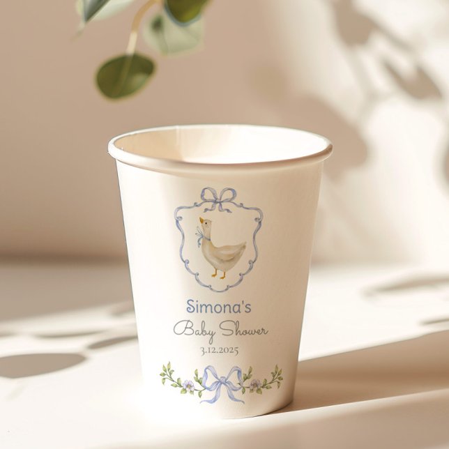 Silly Goose Blue Bow baby boy shower Paper Cups (Creator Uploaded)