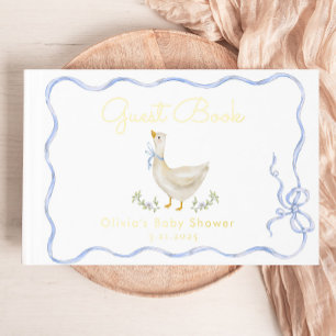 Silly Goose Blue Bow Baby Shower Guest Book