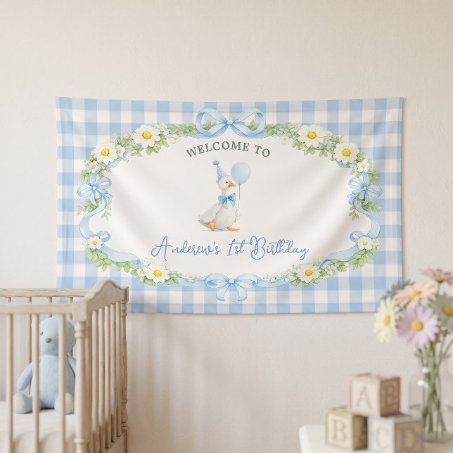 Silly Goose Blue Bow Birthday Banner (Creator Uploaded)