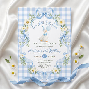 Silly Goose Blue Bow Birthday Invitation