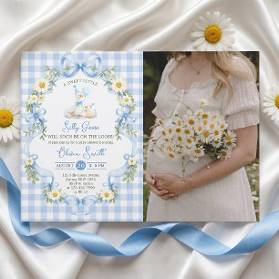 Silly Goose Blue Bow Boy Baby Shower Invitation