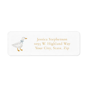 Silly Goose Blue Bow Cottage Baby Shower  Return Address Label