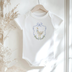 Silly Goose Blue bow Crest Baby shower Baby Bodysuit
