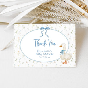 Silly Goose Blue Bow Floral Baby Shower Thank You Card