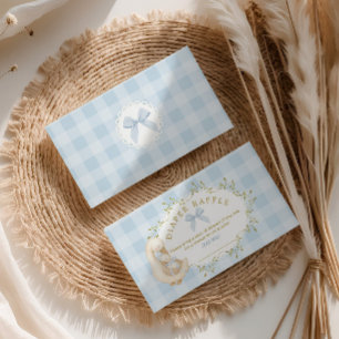 Silly Goose Blue Bow Gingham Diaper raffle ticket Enclosure Card