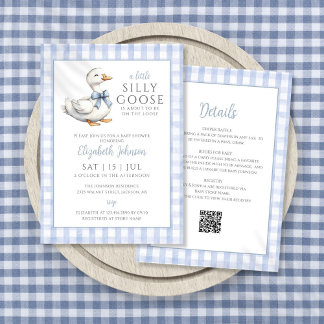 Silly Goose Blue Boy Baby Shower All In One Invitation