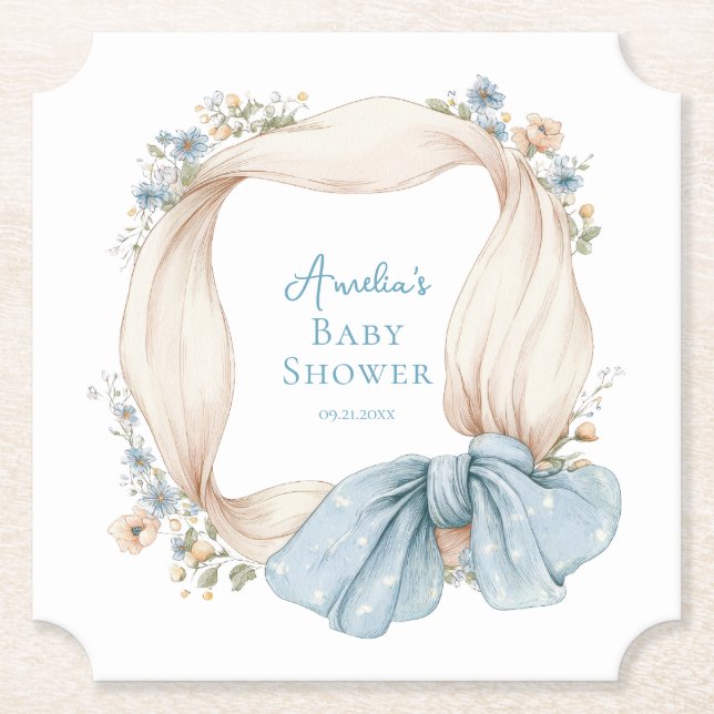 Silly Goose Blue Floral Paper Coaster (Front)