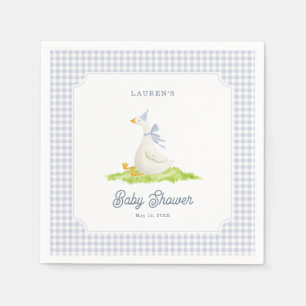 Silly Goose Blue Gingham Baby Shower Napkins
