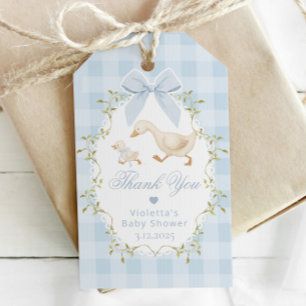 Silly Goose Blue Gingham Thank you Gift Tags