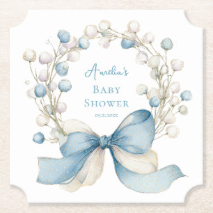 Silly Goose Blue Wildflower Baby Shower Coaster
