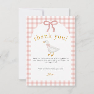 Silly Goose Blush Pink Gingham Baby Shower Thank You Card
