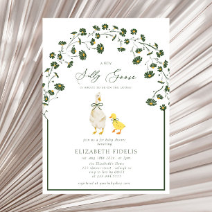 Silly Goose Bow Floral Daisy Arch Baby Shower Invitation
