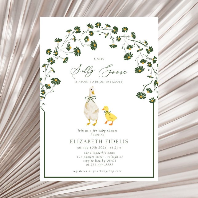  Silly Goose Bow Floral Daisy Baby Shower Invitation (Creator Uploaded)