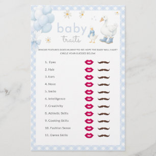 Silly Goose Boy Baby Traits Baby Shower Game