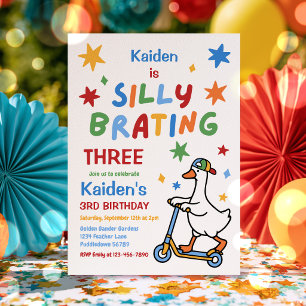 Silly Goose Boy Colourful 3rd Birthday Party Invitation
