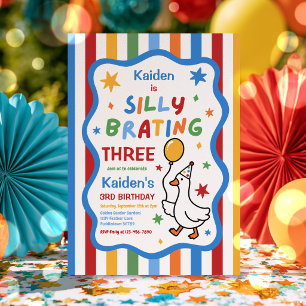 Silly Goose Boy Colourful 3rd Birthday Party Invitation