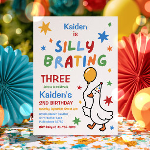 Silly Goose Boy Colourful 3rd Birthday Party Invitation