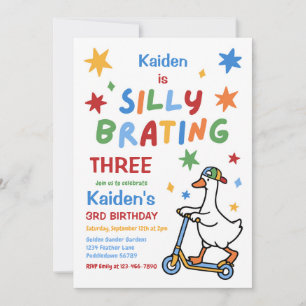 Silly Goose Boy Colourful 3rd Birthday Party Invitation